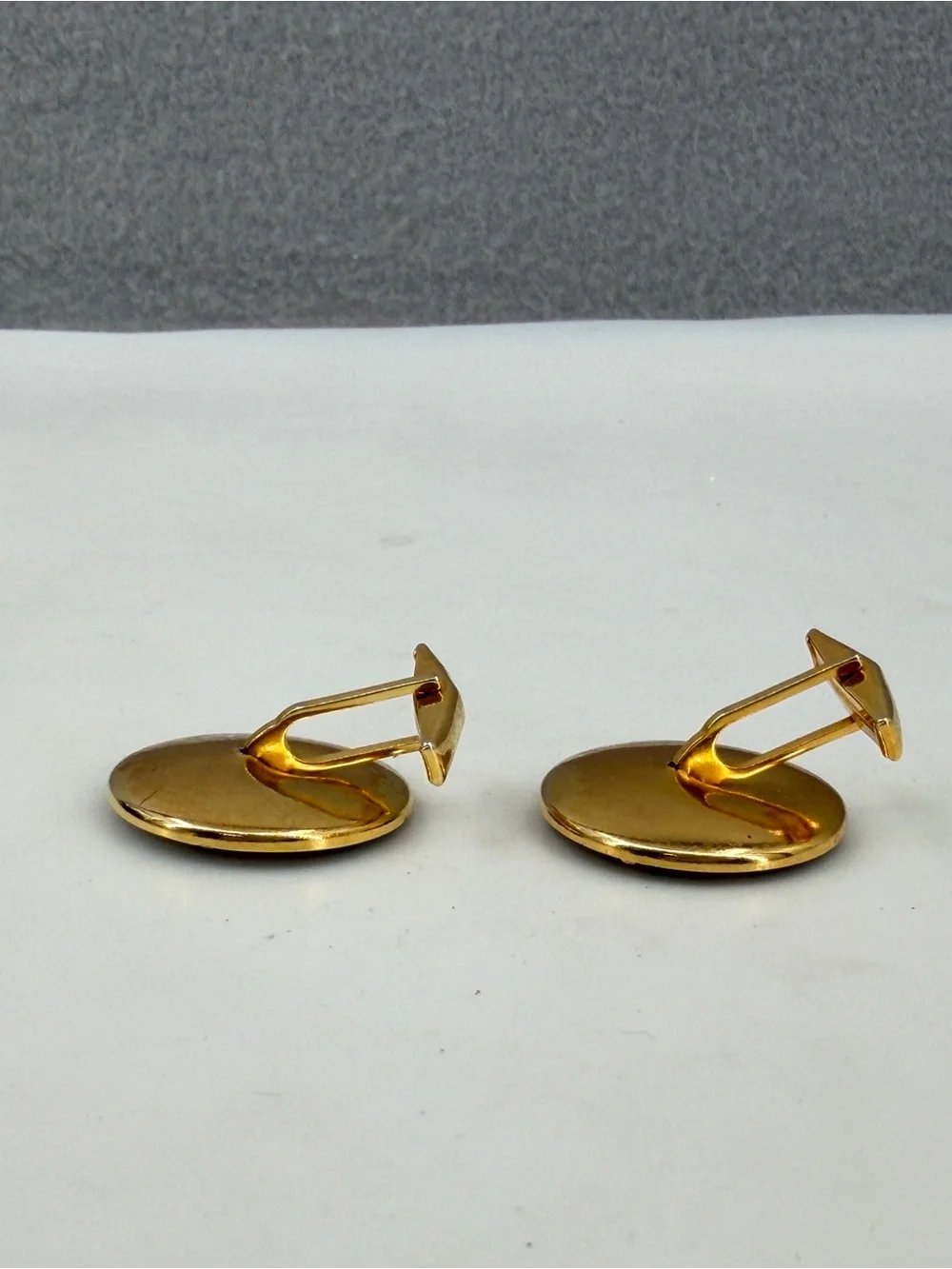 Vintage Black Gold Plated Etched Cufflinks Round Western Formal Damascene Style